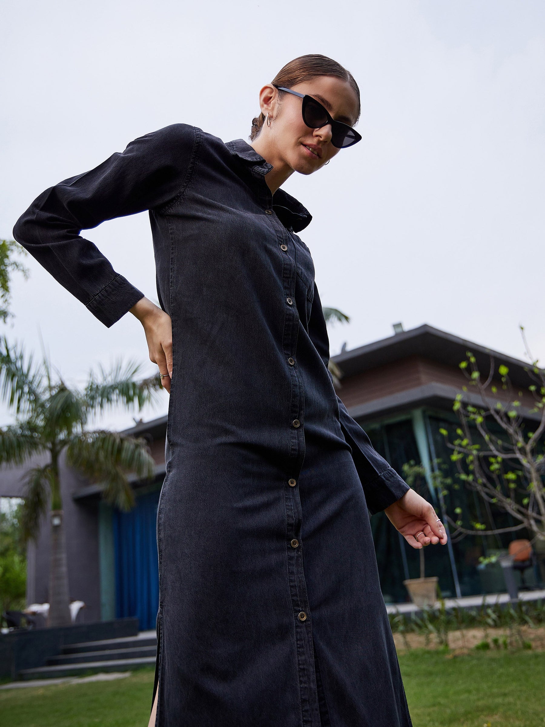 Denim Maxi Dress Black Denim Dress Long Sleeve Buy Black Acid Wash