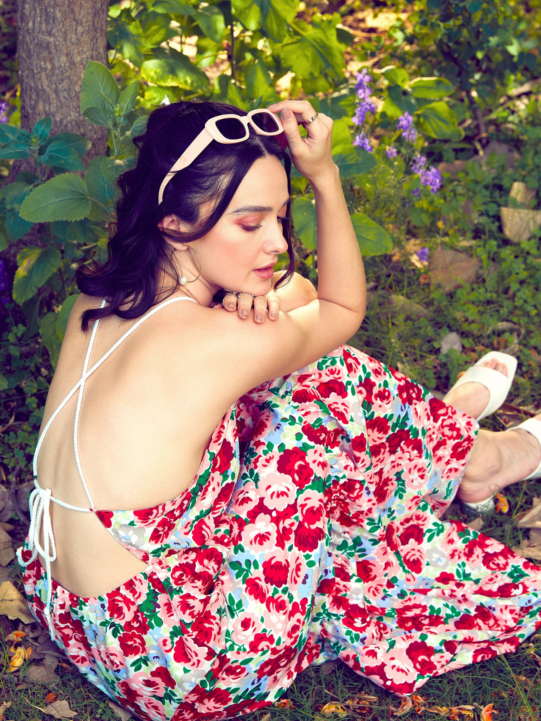 Buy Women Red Floral Backless Maxi Dress Online at Best Price - Sassafras Buy Women Red Floral Backless Maxi Dress Online at Best Price - Sassafras