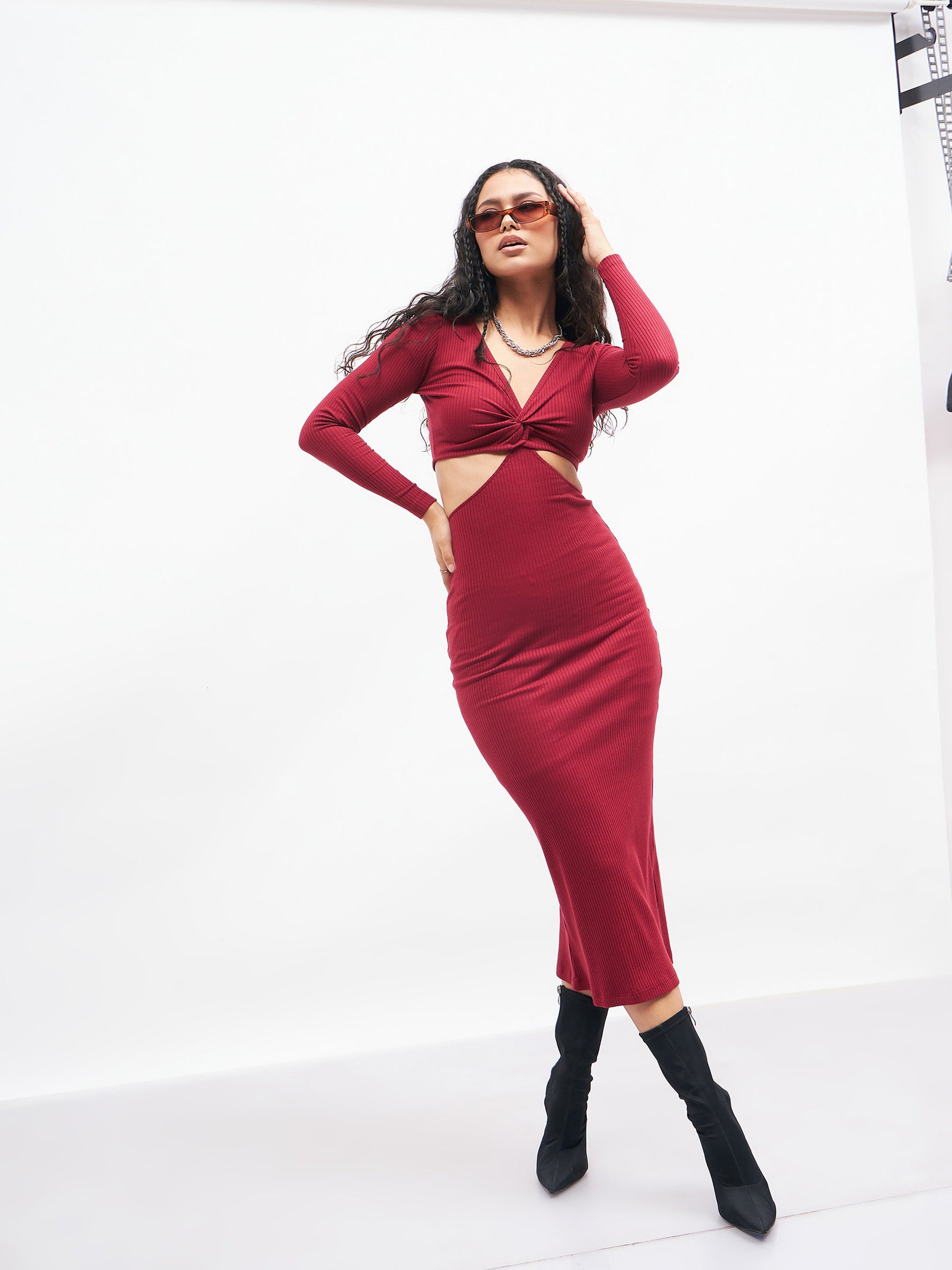 Women's Maroon Knee Length Skater Dress, 210+ Gsm at Rs 325/piece in Surat