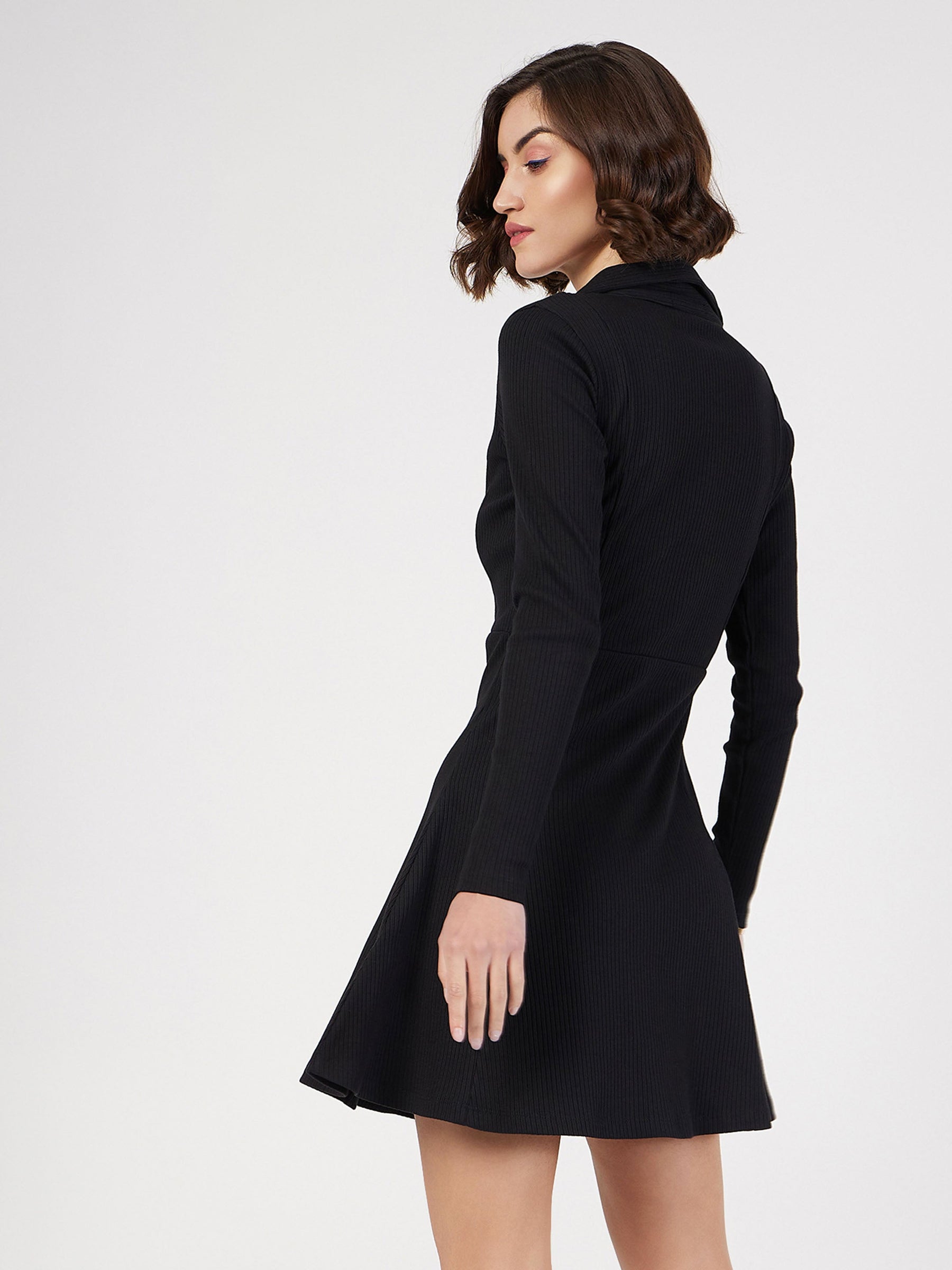 polo neck skater dress Black Turtleneck Polo Neck Skater Dress Rachel Parcell,