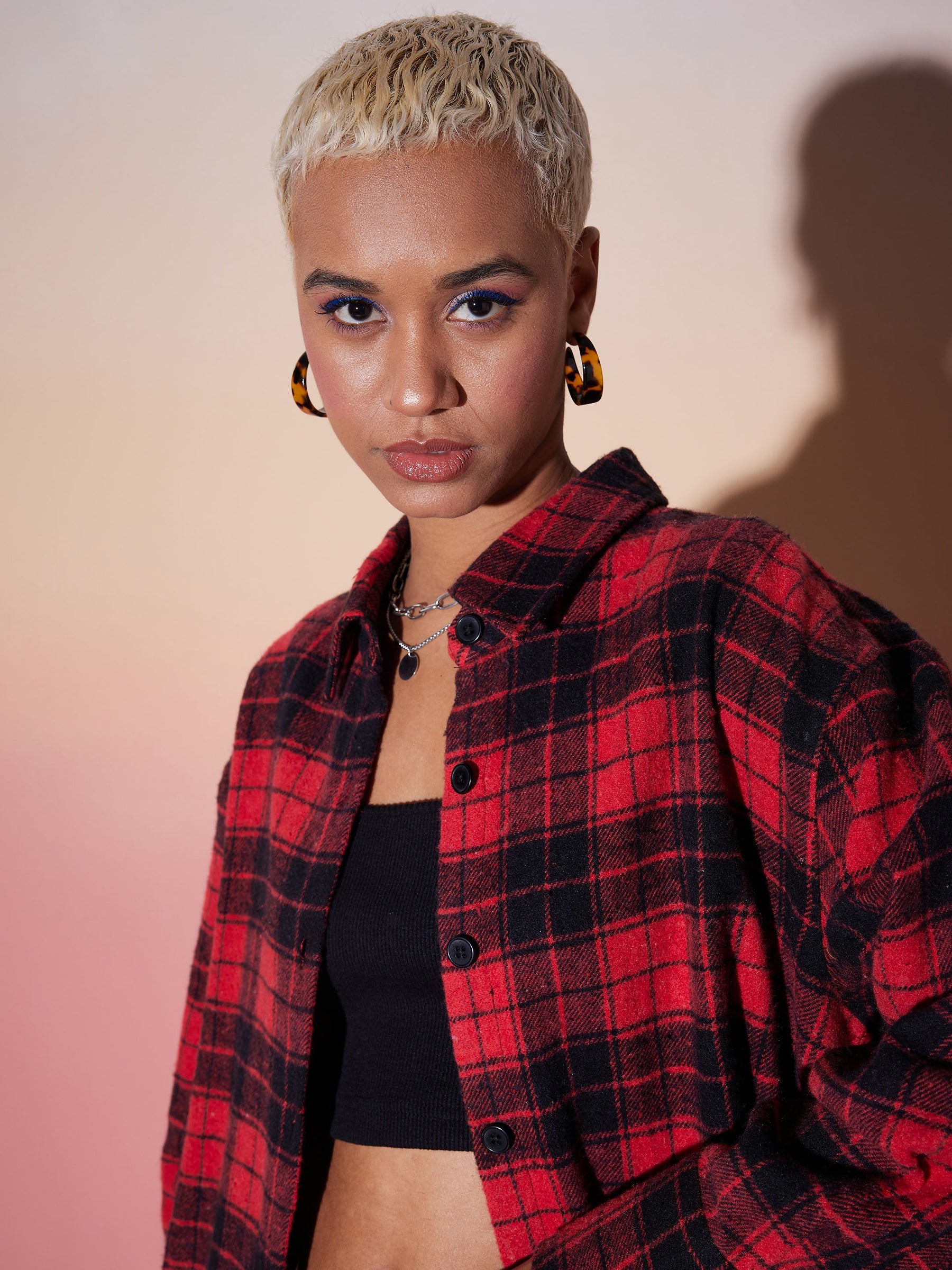 red and black check shirt dress Red And Black Plaid Short Dress