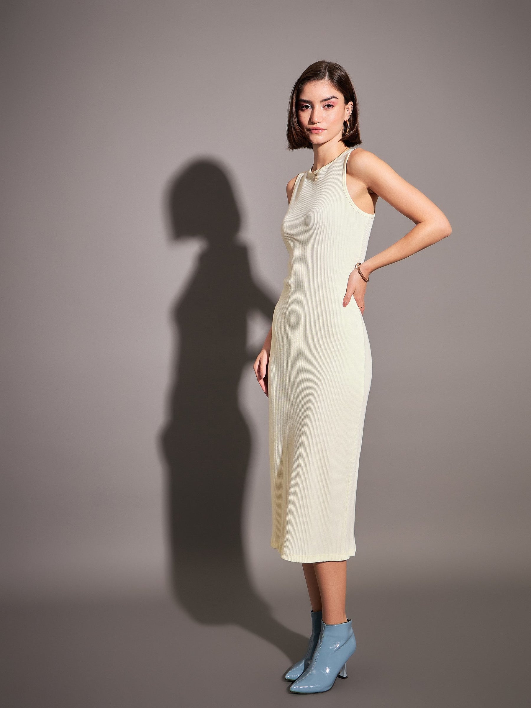 Buy Women Off-White Rib Sleeveless Bodycon Dress Online at Best Price - Sassafras Buy Women Off-White Rib Sleeveless Bodycon Dress Online at Best Price - Sassafras
