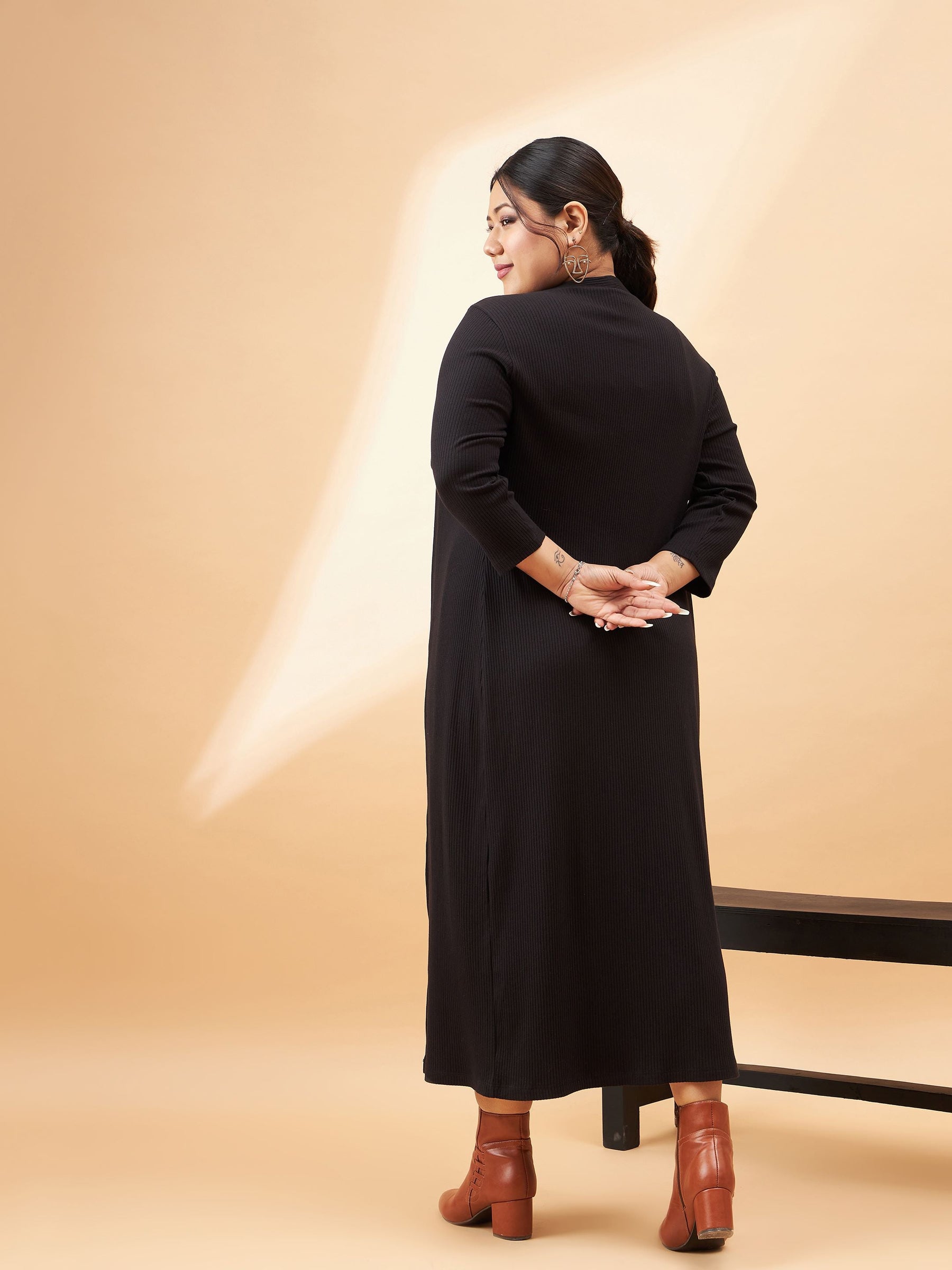 bodycon dress with shrug Plus Ribbed Bodycon Midi Dress with Shrug Set For Women at Saudi