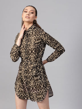 Buy Black Cheetah Front Open Shirt Dress Online at Best Price Buy Black Cheetah Front Open Shirt Dress Online at Best Price