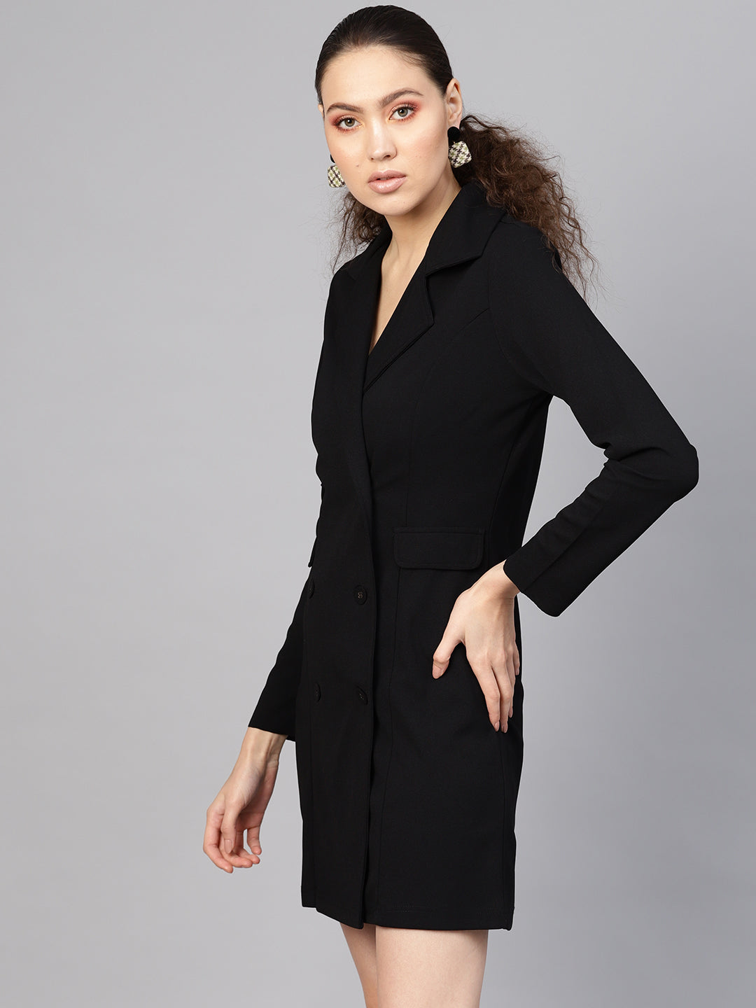 Miximx Blazer Dress for Women Solid Color Double Breasted India | Ubuy