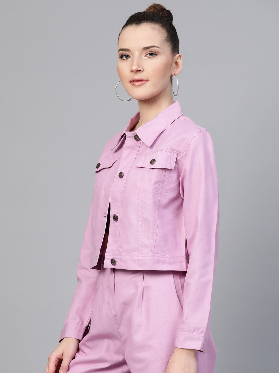 Buy Women Lavender Denim Jacket Online At Best Price 