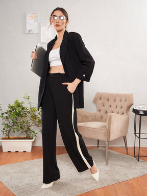 Black Longline Front Open Blazer-SASSAFRAS worklyf