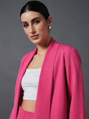 Pink Shawl Collar Front Open Blazer-SASSAFRAS worklyf