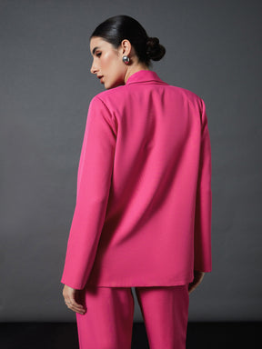 Pink Shawl Collar Front Open Blazer-SASSAFRAS worklyf