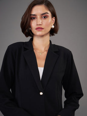 Black Slim Fit Blazer-SASSAFRAS worklyf