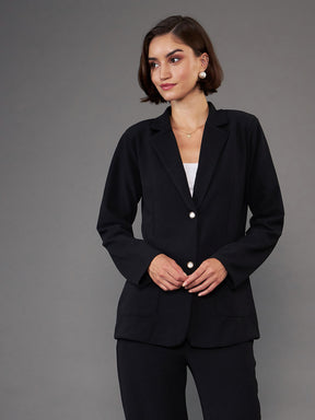 Black Slim Fit Blazer-SASSAFRAS worklyf