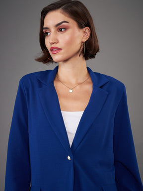 Royal Blue Front Button Blazer-SASSAFRAS worklyf