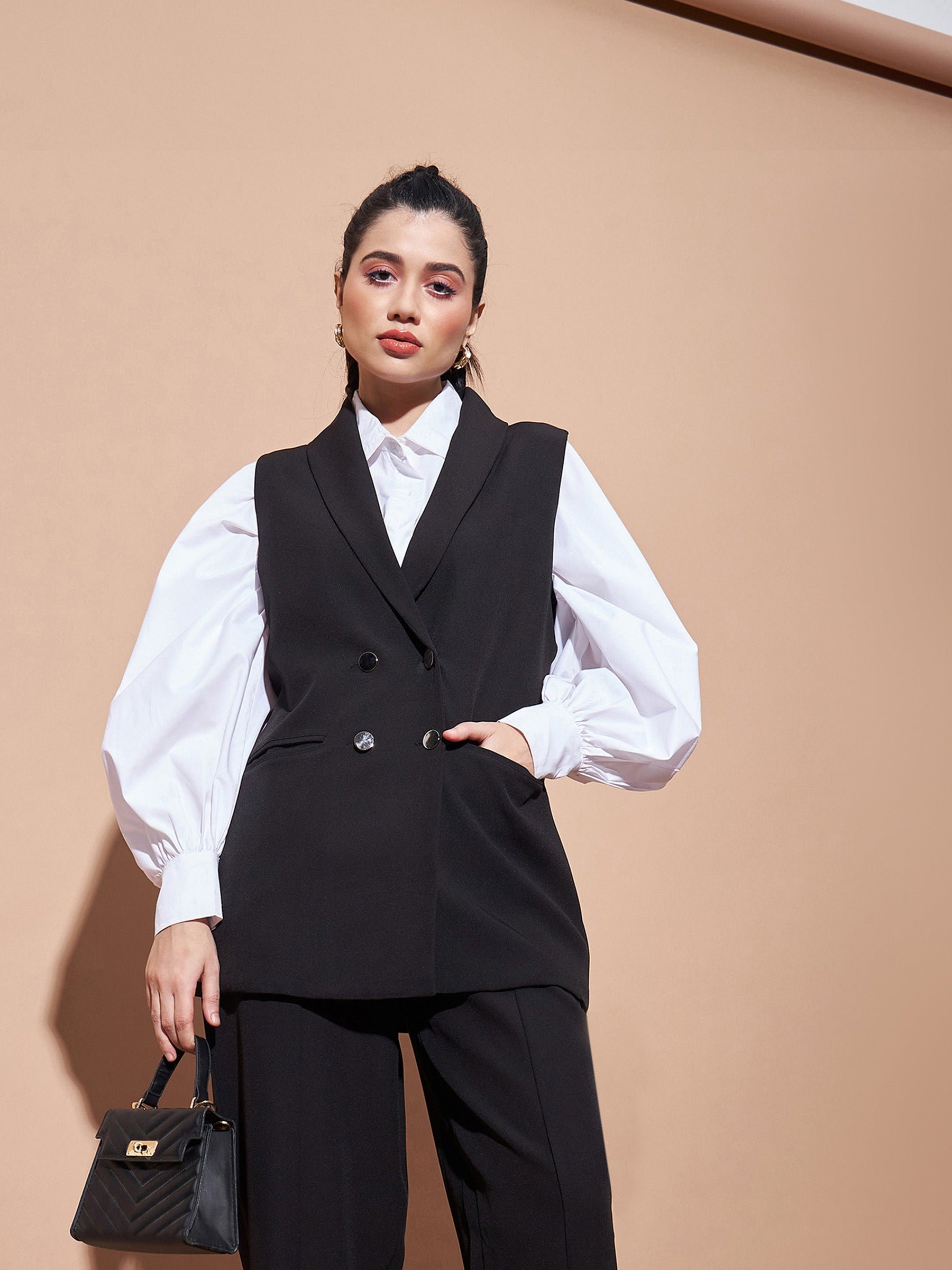 Black Blazer Outfit Womens Sleeveless Blazer Vest Sleeveless Black