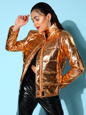 Copper Metallic Puffer Jacket -SASSAFRAS