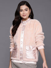 Pink Front Pocket Faux Fur Jacket-SASSAFRAS