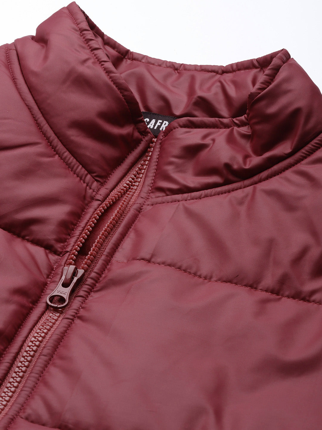 Women Maroon Front Flap Pocket Quilted Puffer Jacket