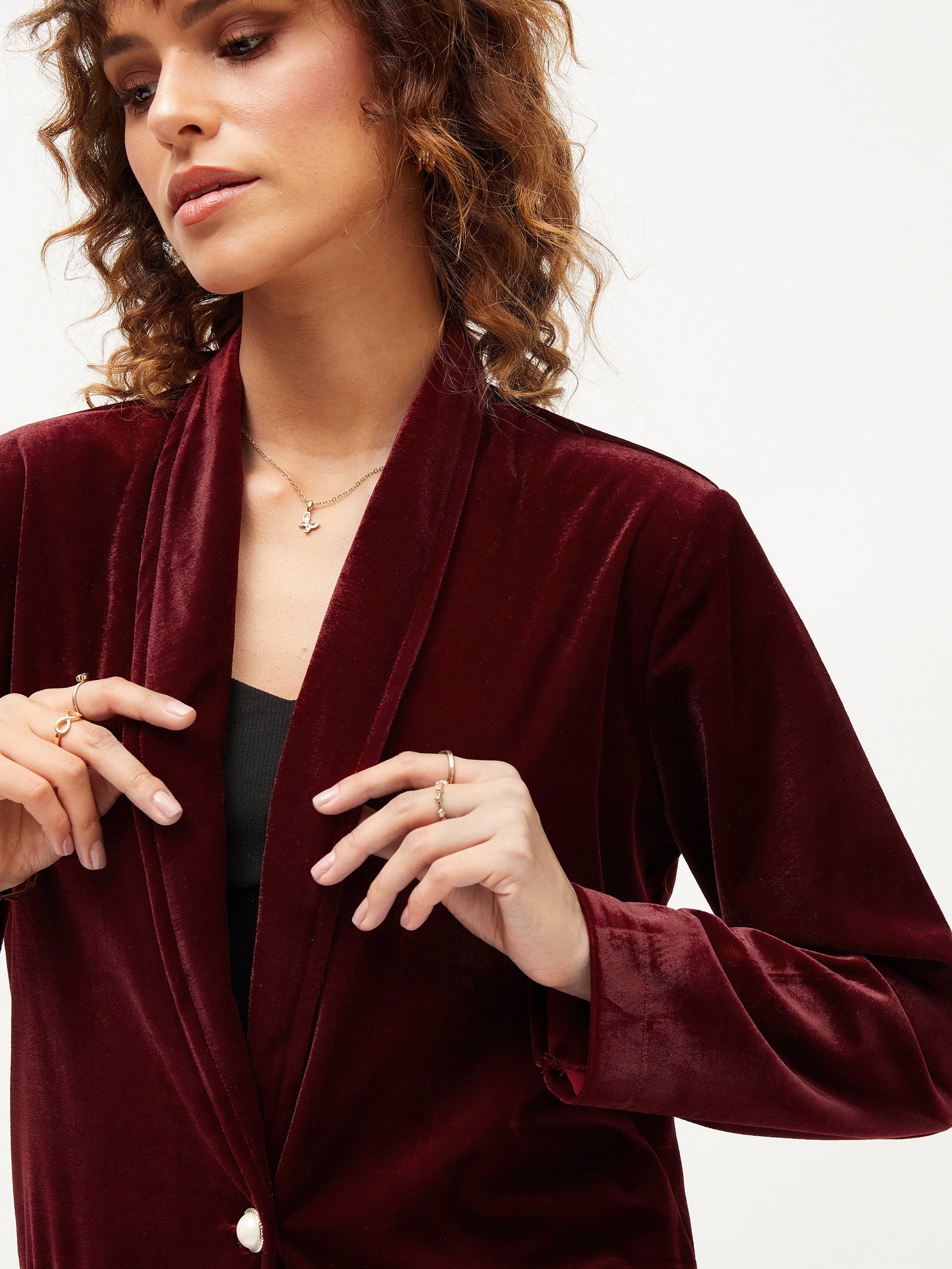 Burgundy velvet jacket clearance womens