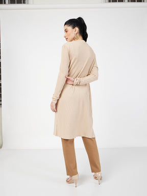 Beige Rib Front Open Shrug-SASSAFRAS