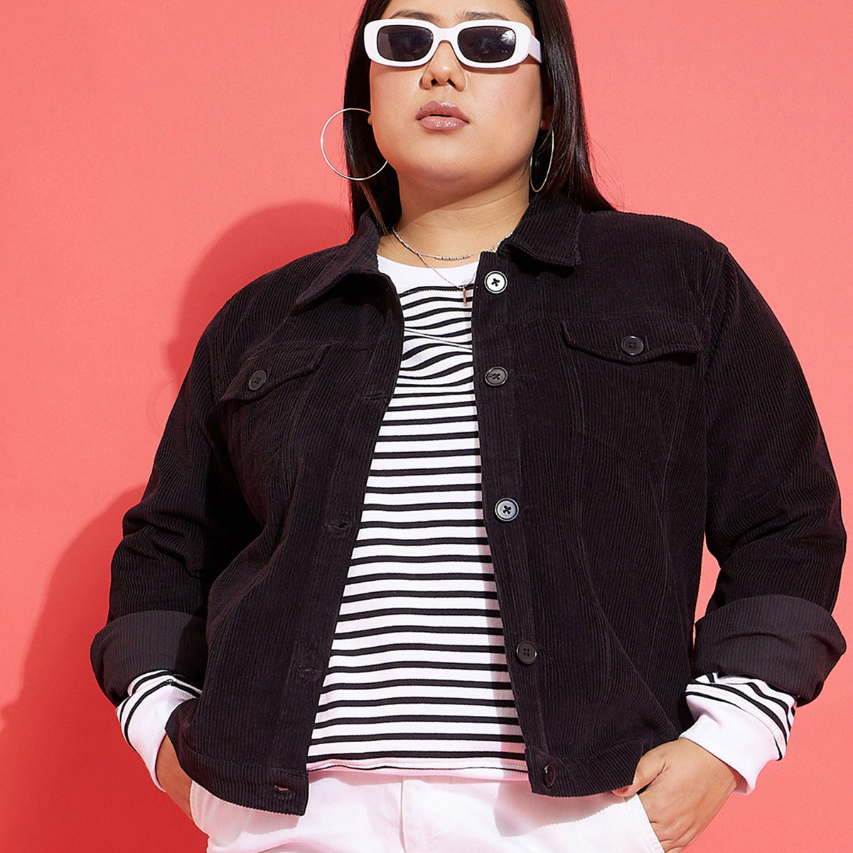 Buy Black Corduroy Button Jacket Online At Best Price - Sassafras.in