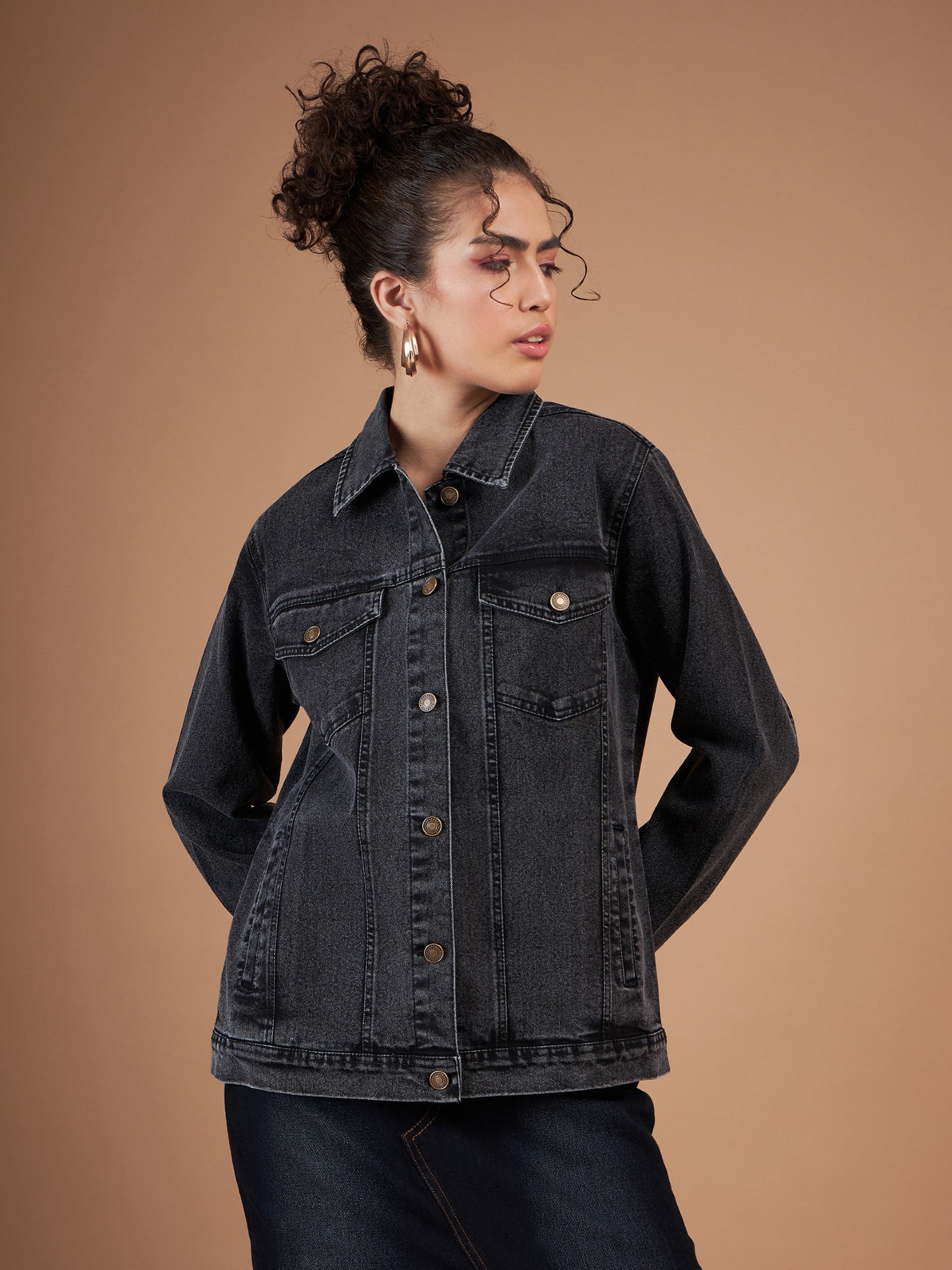 Oversized denim jacket - Dark denim blue - Ladies | H&M IN