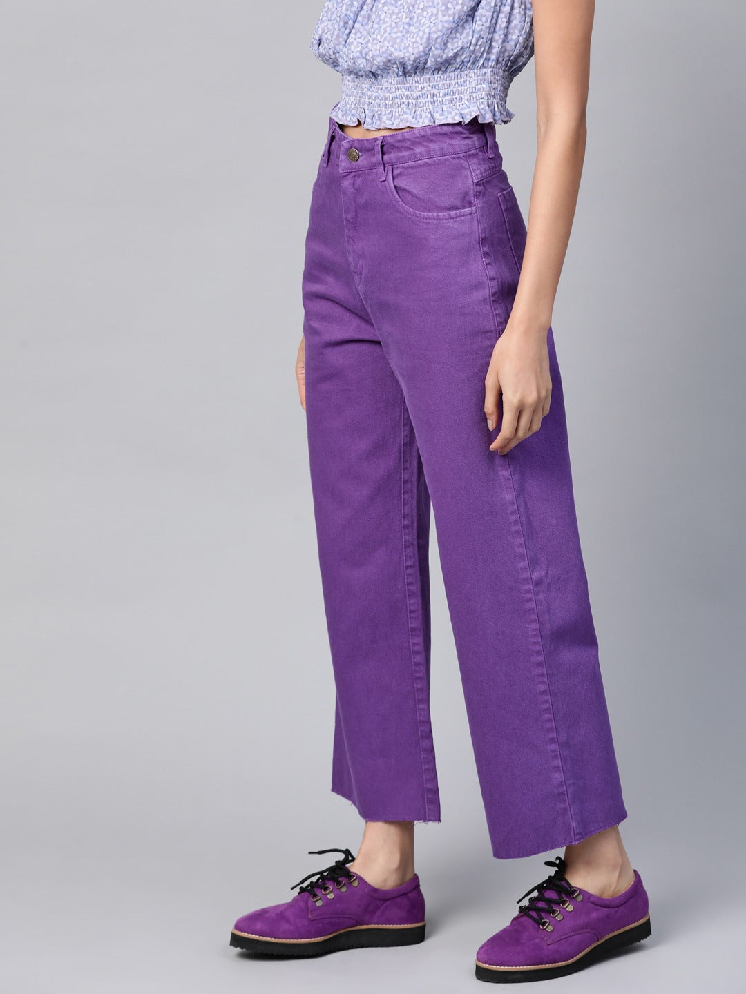Buy Women Purple Raw Edge Jeans Online At Best Price 