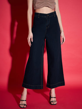 Black Wide Leg Jeans-SASSAFRAS