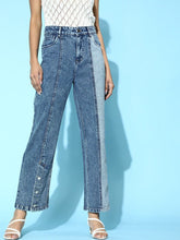 Blue Colour Block Jeans-Jeans-SASSAFRAS