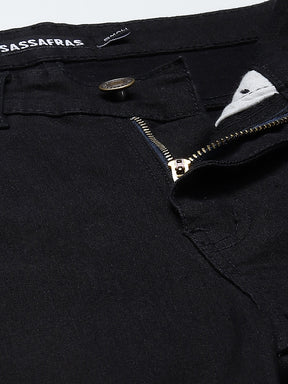 Women Black Distressed Slit Jeans