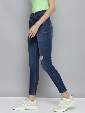 Buy Blue Distressed Slit Jeans Online At Best Price