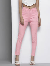 Pink Stretchable Twill Skinny Jeans-SASSAFRAS