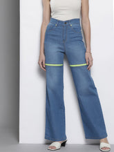 Blue Front Zipper Stretch Straight Jeans-SASSAFRAS