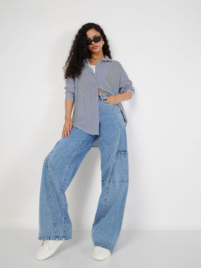 Blue Wide Leg Jeans -SASSAFRAS