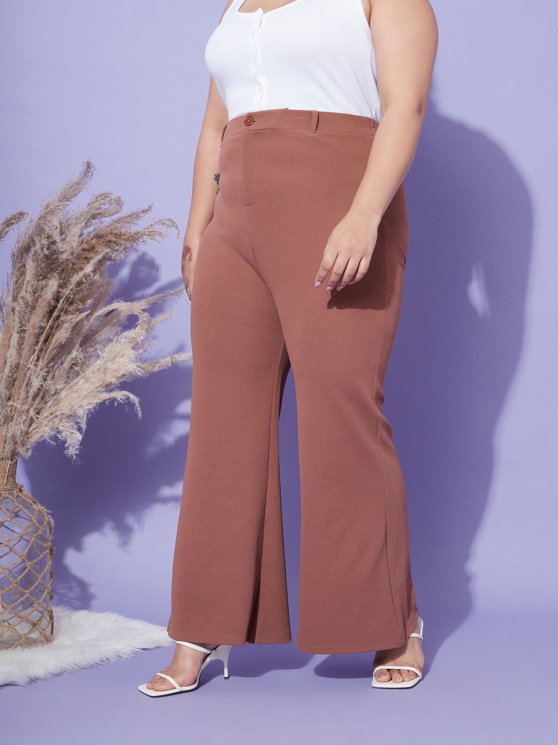 Rust plus size bootcut flare pants & trousers for women xxxxl to xxxxxl.