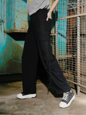 Black Tencel Cargo Pants-SASSAFRAS