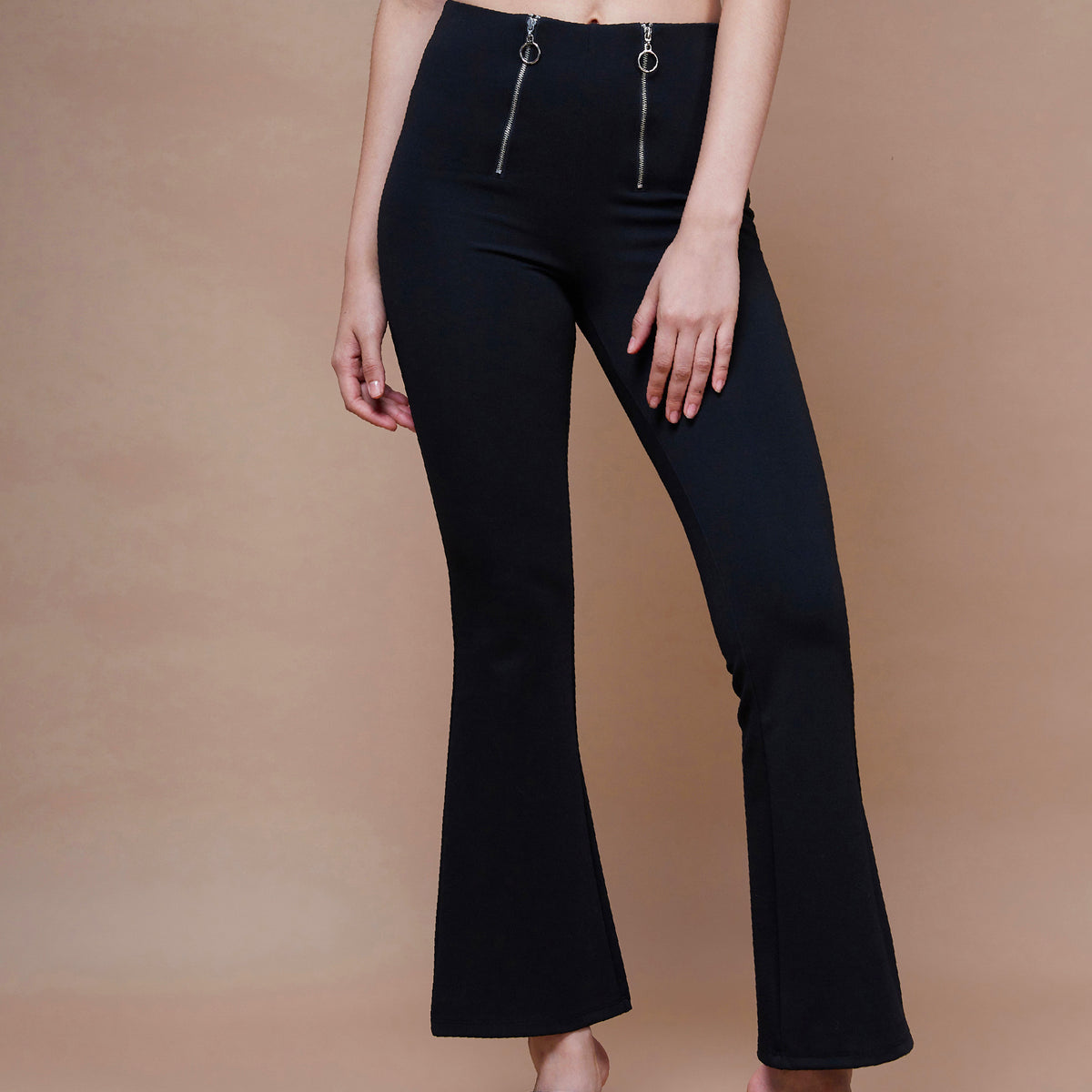 FableStreet Bottoms Pants and Trousers  Buy FableStreet Black High Waist  Side Zipper Turn Up Trousers Online  Nykaa Fashion
