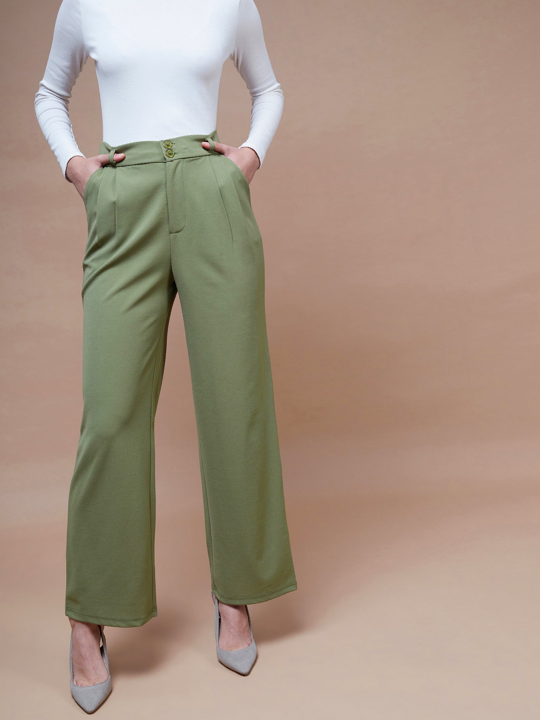 WOMEN'S PLEATED STRAIGHT PANTS (CO-ORD)