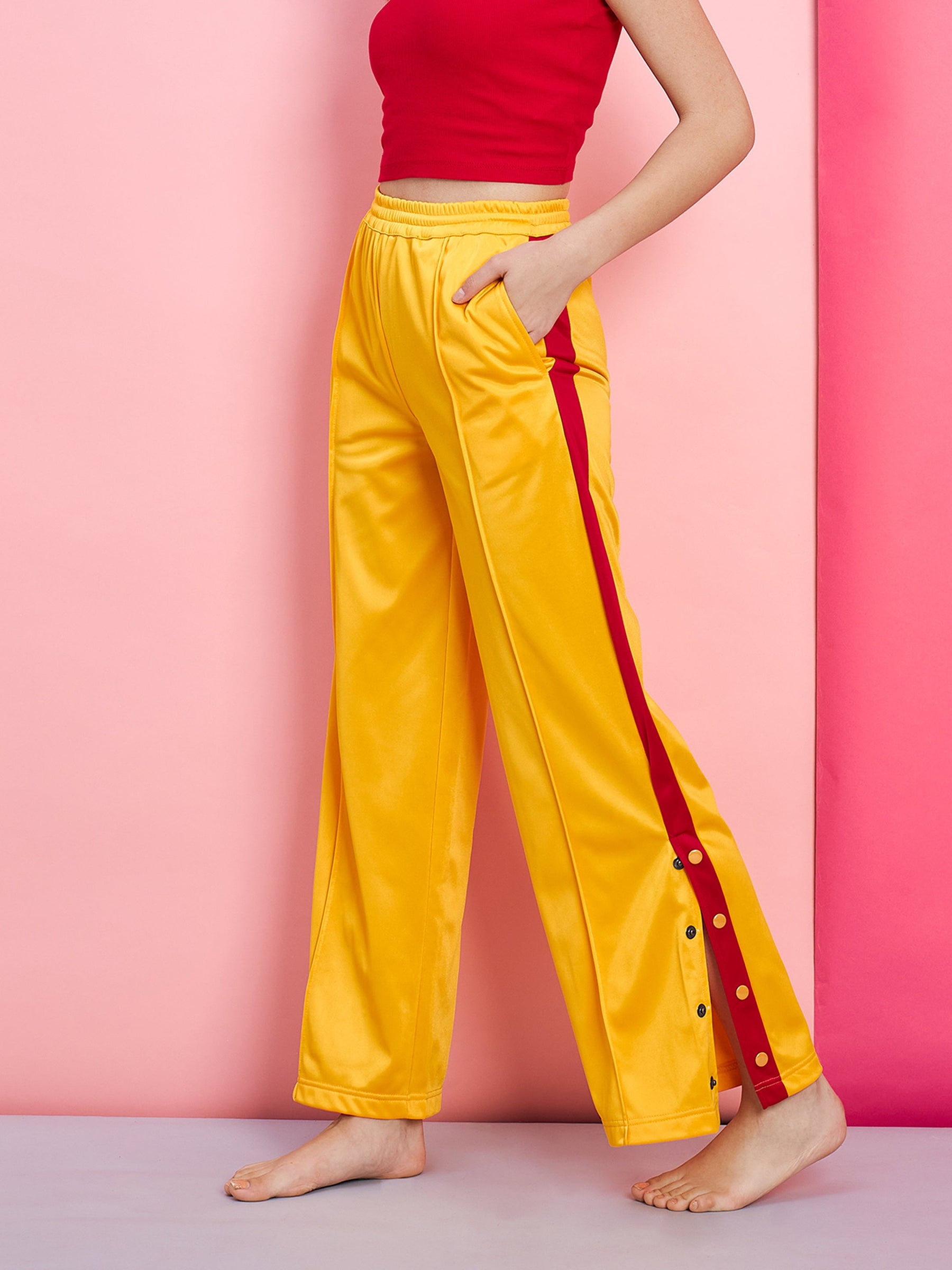 Chiclily Women's Wide Leg Lounge Pants with Pockets Lightweight High  Waisted Adjustable Tie Knot Loose Trousers, US Size Medium in Yellow -  Walmart.com