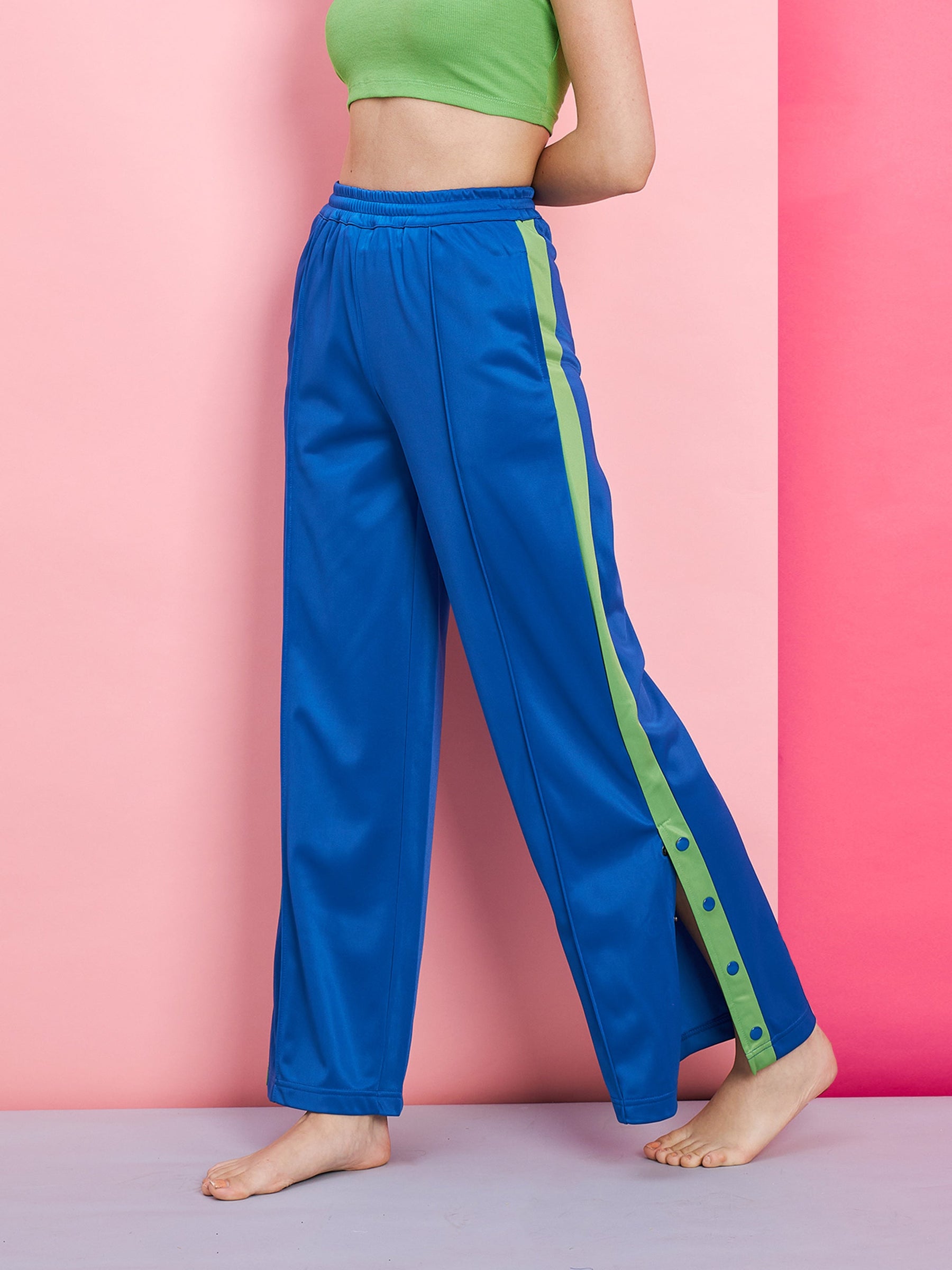 Buy PUMA Blue Printed Cotton Slim Fit Women's Track Pants | Shoppers Stop