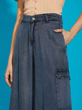 Grey Acid Wash Tencel Wide Leg Pants-SASSAFRAS