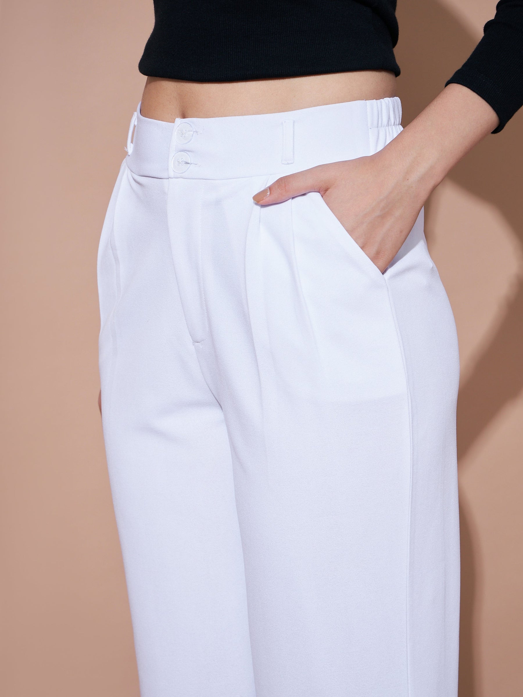 Buy online Offwhite Solid Pleated Trouser from bottom wear for Women by  Juniper for 719 at 63 off  2023 Limeroadcom