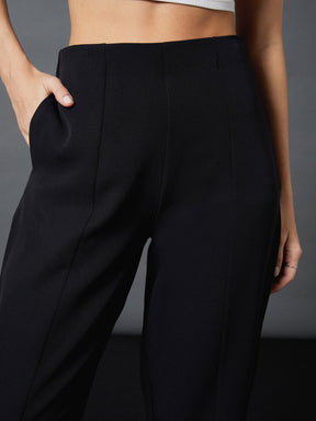 Black Front Darted Balloon Fit Pants-SASSAFRAS worklyf