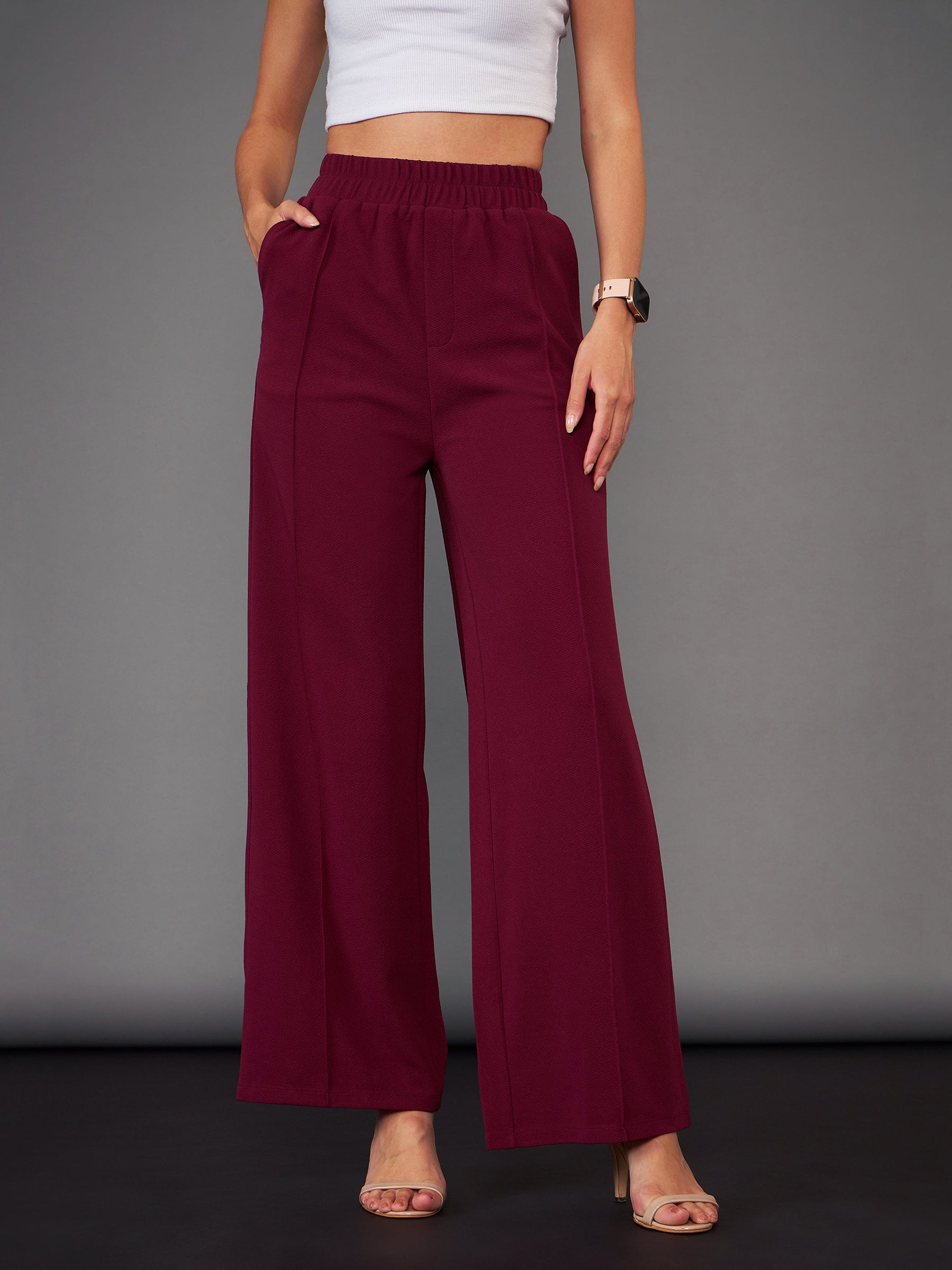 Buy online Purple Solid Pleated Trousers from bottom wear for Women by  Visit Wear for ₹499 at 75% off | 2024 Limeroad.com