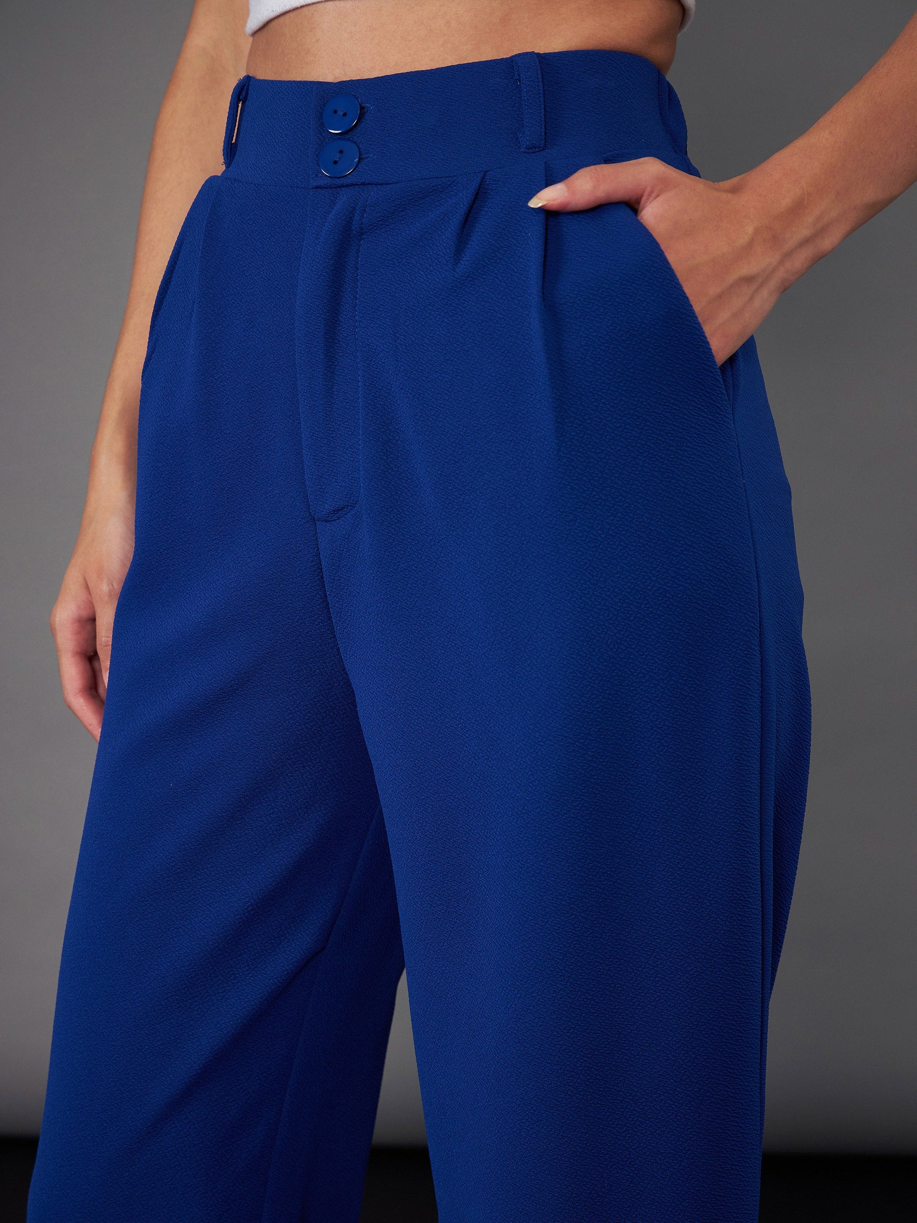 Buy Women Royal Blue Wrap Tapered Pants Online at Sassafras