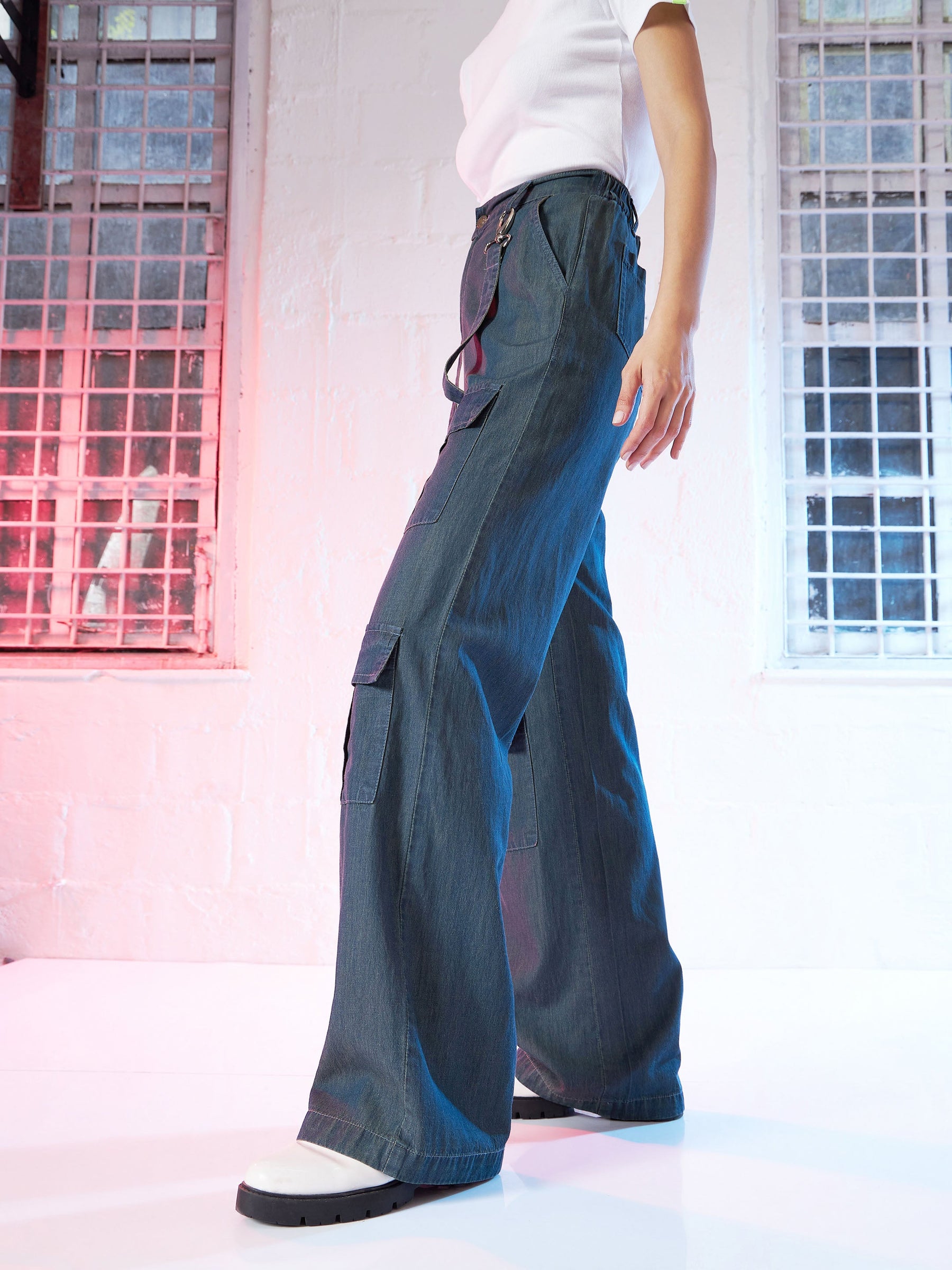 Women Black Tencel Wide Leg Pants