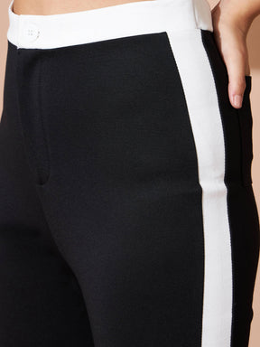 Black And White Colour Block Pants-SASSAFRAS BASICS