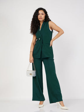 Emerald Front Dart Palazzo Pants-SASSAFRAS