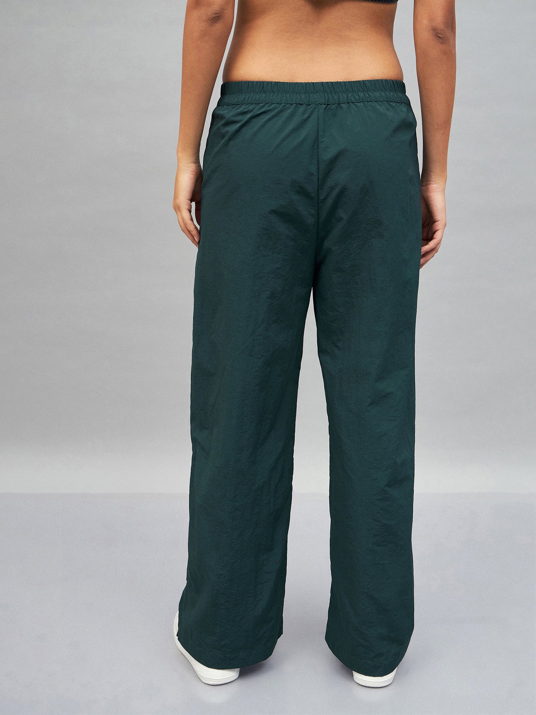 Green Out Seam Zipper Parachute Pants-SASSAFRAS
