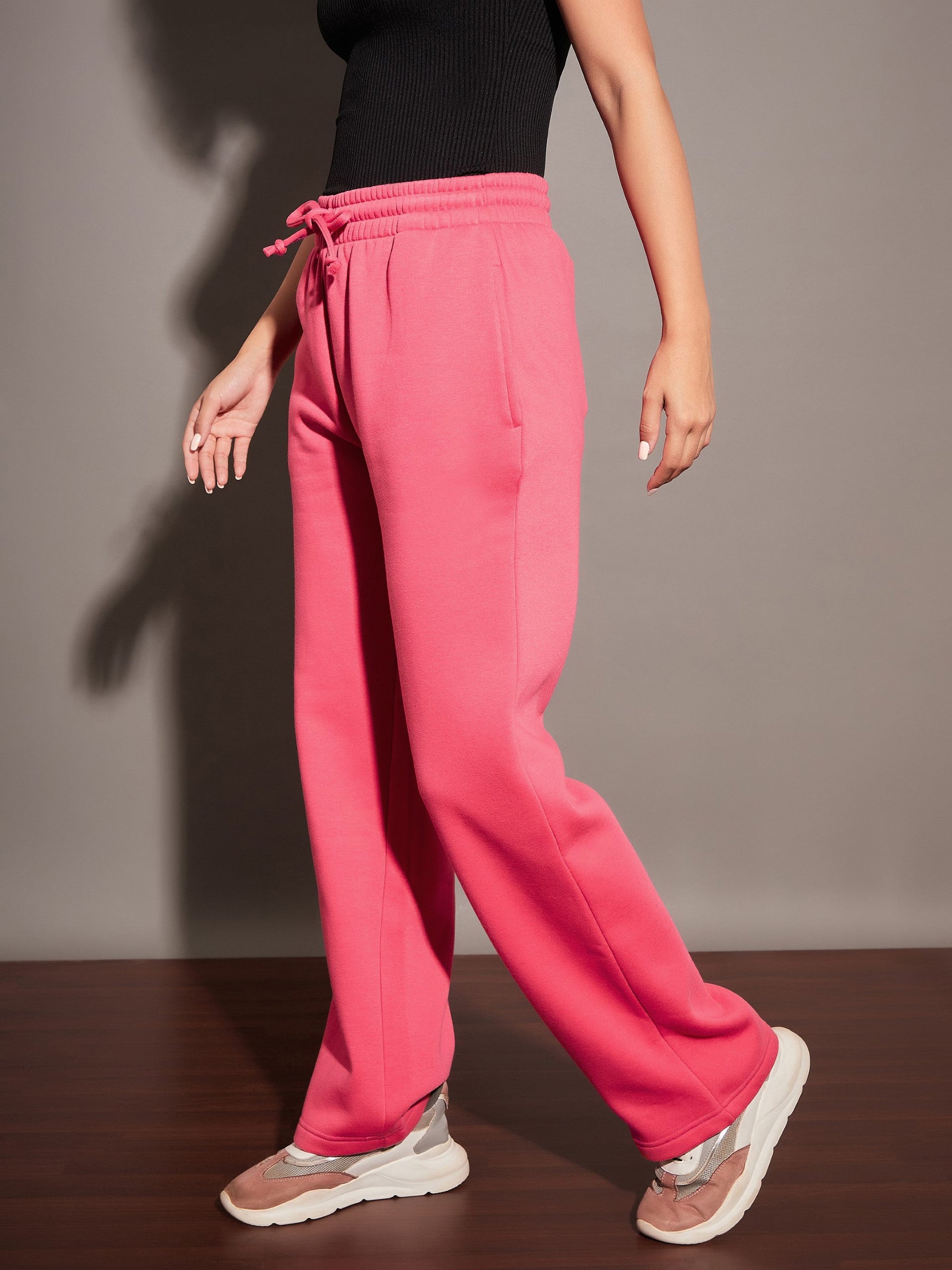 Buy Women Pink Solid Full Length Jogger Track Pants With Side