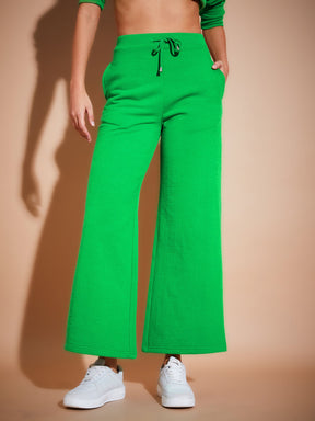 Buy SASSAFRAS Women Mint Green Solid Wide Leg Track Pants - Track Pants for  Women 12222114