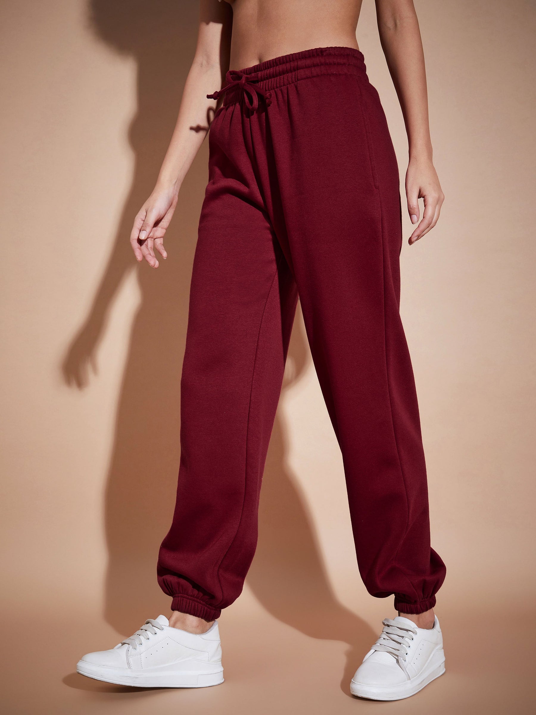 Burgundy joggers online womens